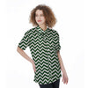 Dark Green Zigzag Print Pattern Women's Short Sleeve Shirts-grizzshop