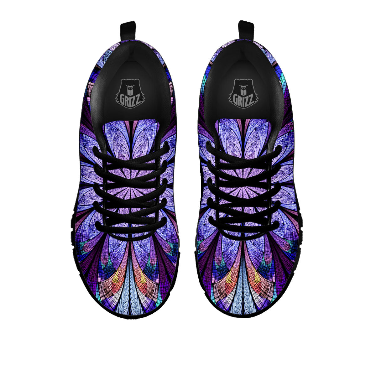 Dark Mandala Teal And Purple Print Black Sneaker-grizzshop