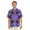 Dark Mandala Teal And Purple Print Men's Short Sleeve Shirts-grizzshop