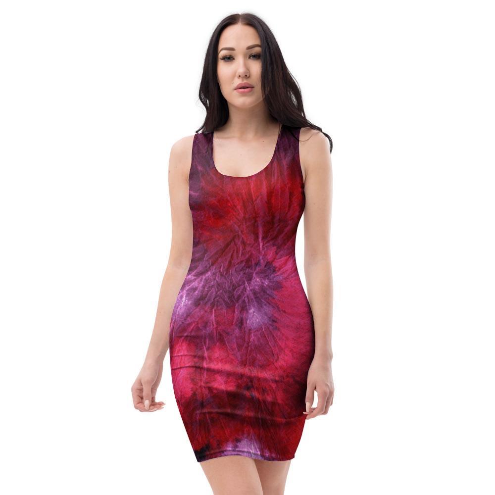 Dark Red Tie Dye Bodycon Dress-grizzshop