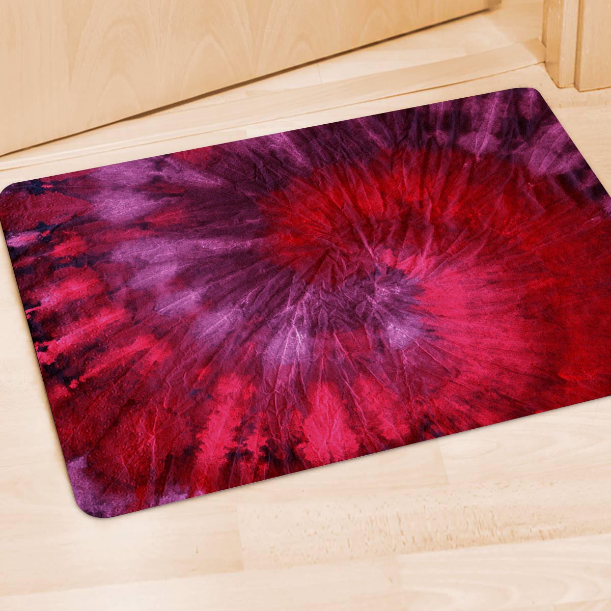 Dark Red Tie Dye Door Mat-grizzshop