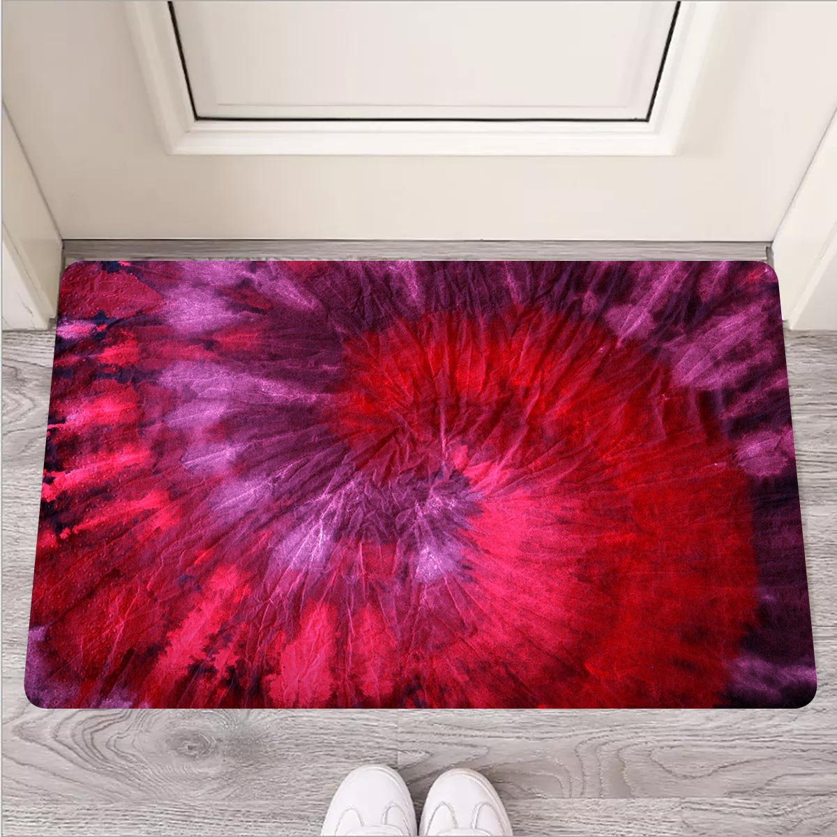 Dark Red Tie Dye Door Mat-grizzshop