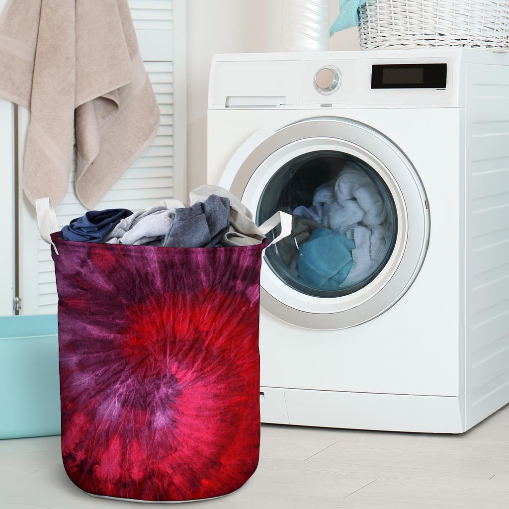 Dark Red Tie Dye Laundry Basket-grizzshop