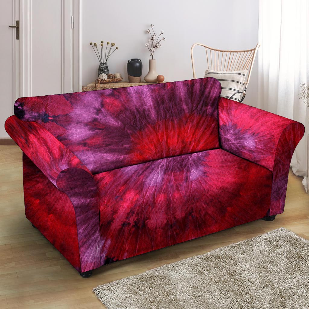 Dark Red Tie Dye Loveseat Cover-grizzshop