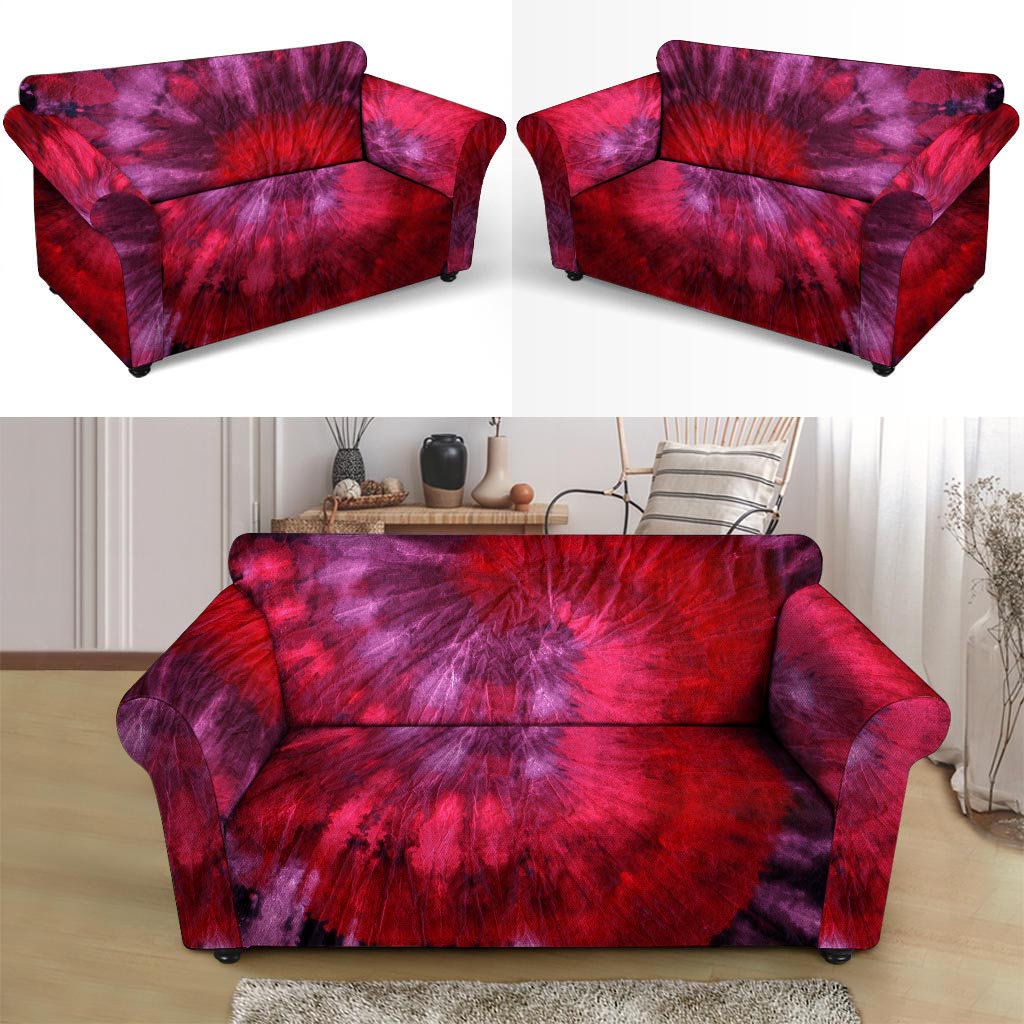 Dark Red Tie Dye Loveseat Cover-grizzshop