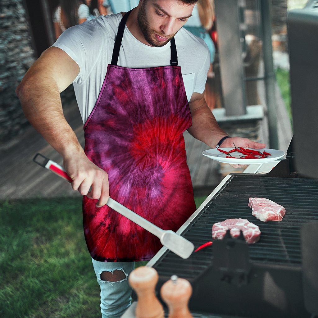 Dark Red Tie Dye Men's Apron-grizzshop