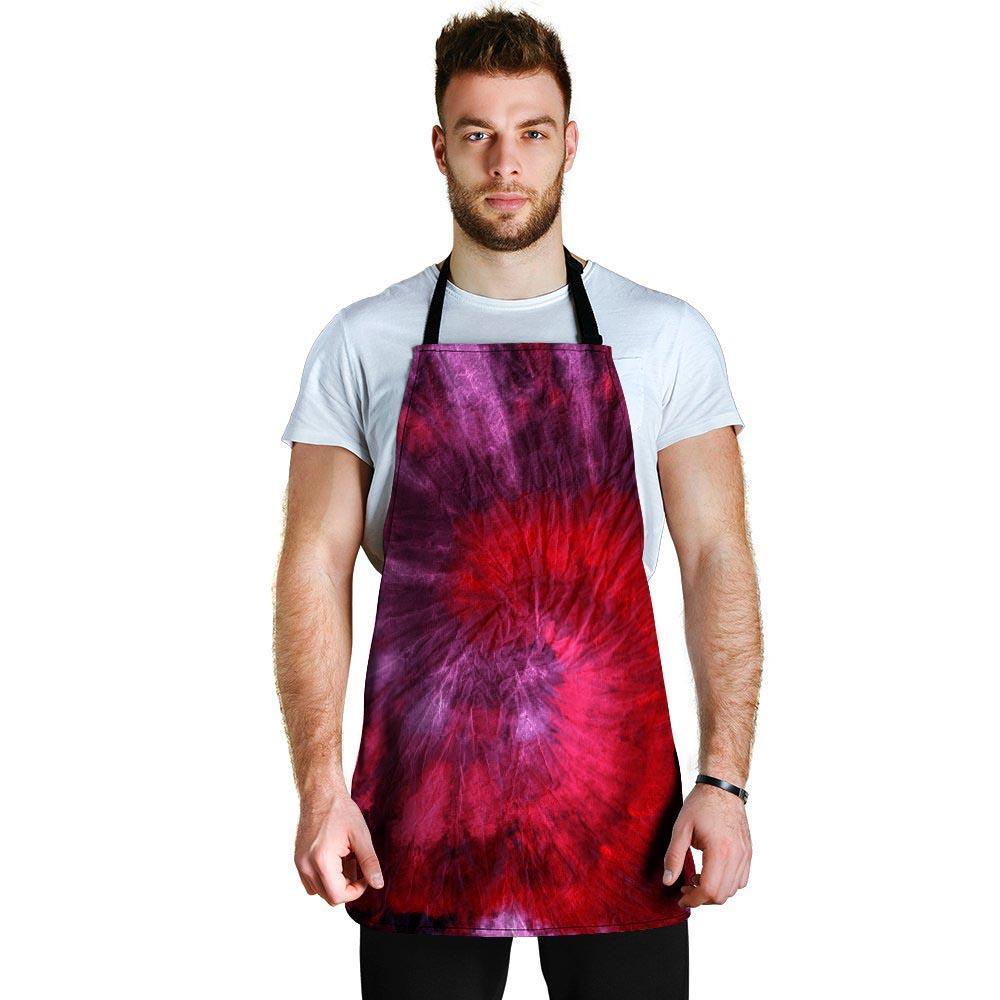 Dark Red Tie Dye Men's Apron-grizzshop