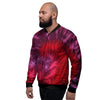 Dark Red Tie Dye Men's Bomber Jacket-grizzshop