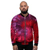 Dark Red Tie Dye Men's Bomber Jacket-grizzshop