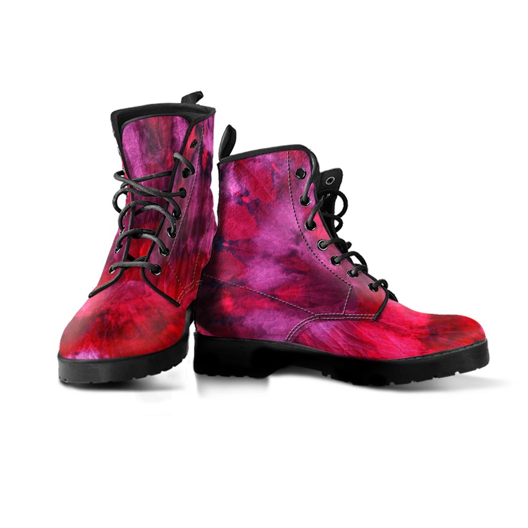 Dark Red Tie Dye Men's Boots-grizzshop