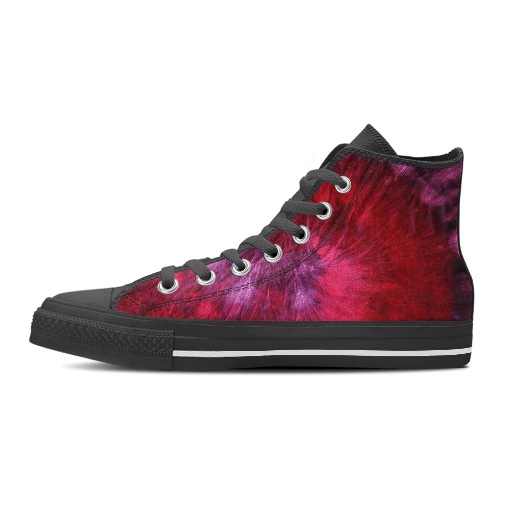 Dark Red Tie Dye Men's High Top Shoes-grizzshop