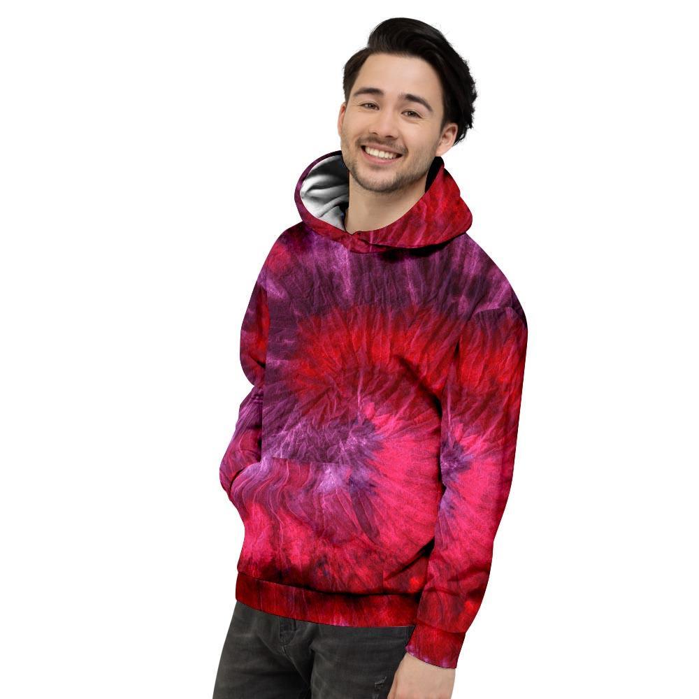 Dark Red Tie Dye Men's Hoodie-grizzshop