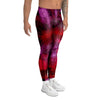 Dark Red Tie Dye Men's Leggings-grizzshop