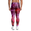 Dark Red Tie Dye Men's Leggings-grizzshop