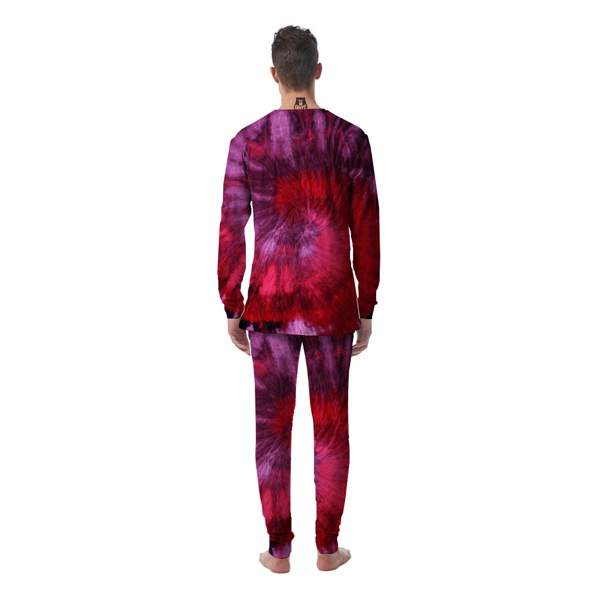 Dark Red Tie Dye Men's Pajamas-grizzshop