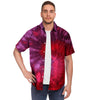 Dark Red Tie Dye Men's Short Sleeve Shirt-grizzshop