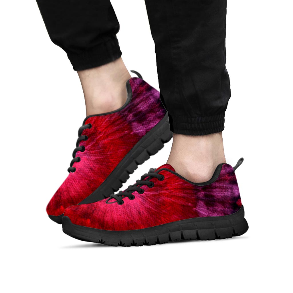 Dark Red Tie Dye Men's Sneakers-grizzshop