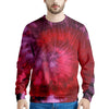 Dark Red Tie Dye Men's Sweatshirt-grizzshop