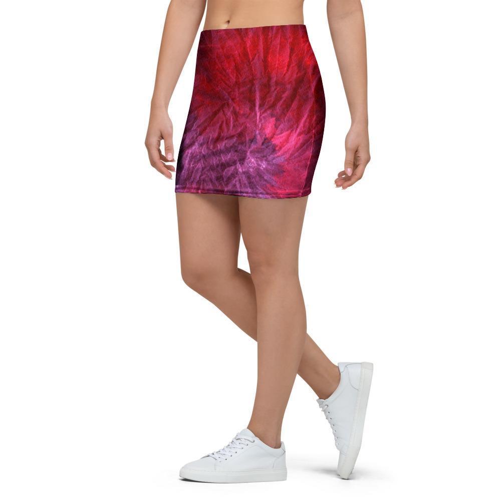 Dark Red Tie Dye Mini Skirt-grizzshop