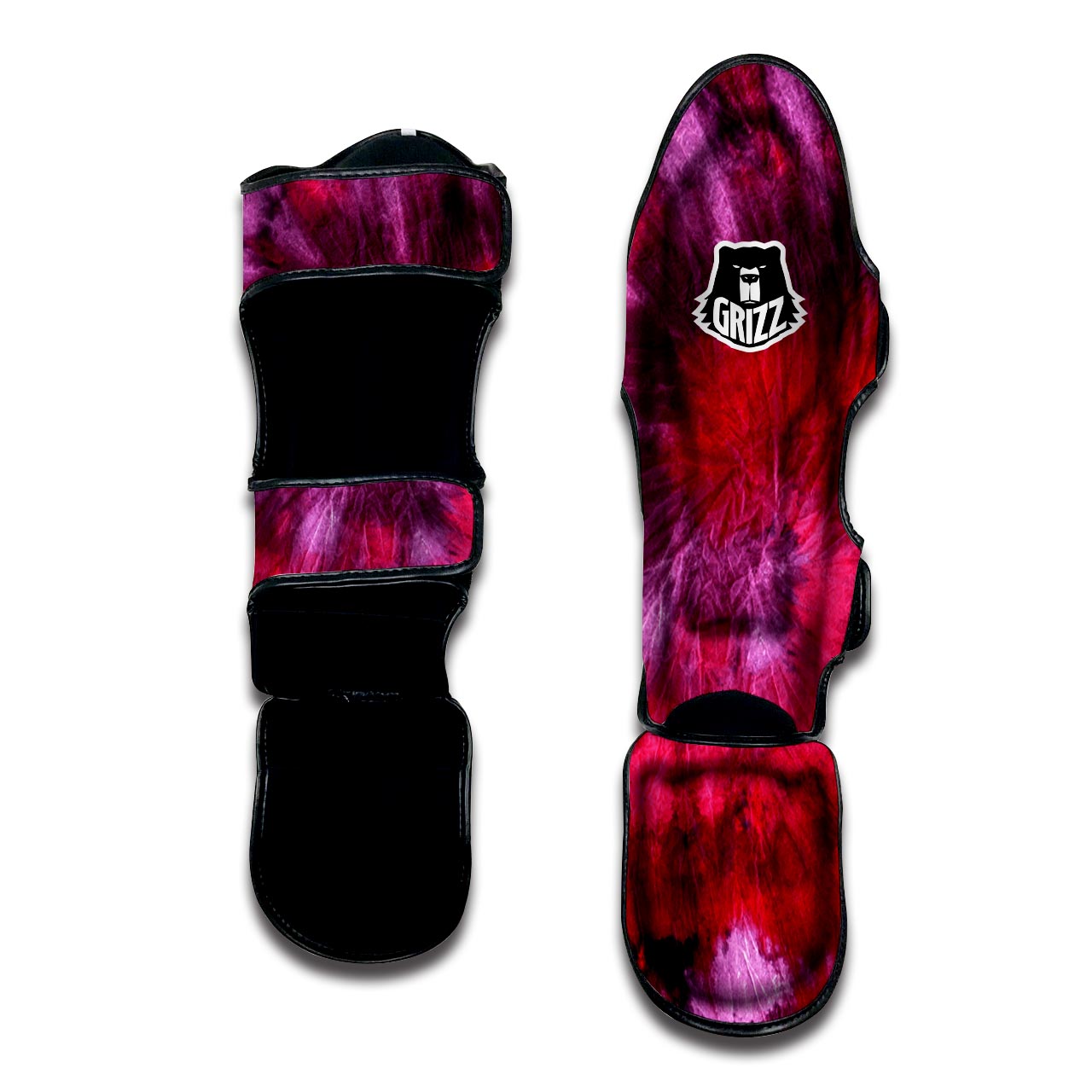 Dark Red Tie Dye Muay Thai Shin Guard-grizzshop