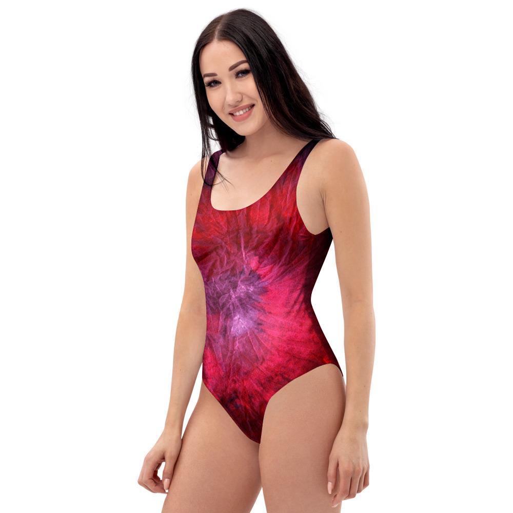 Dark Red Tie Dye One Piece Swimsuite-grizzshop