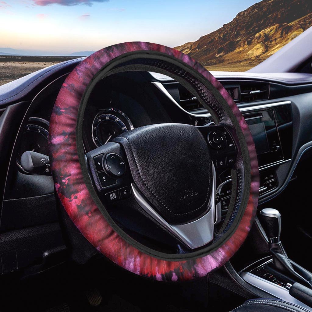 Dark Red Tie Dye Steering Wheel Cover-grizzshop