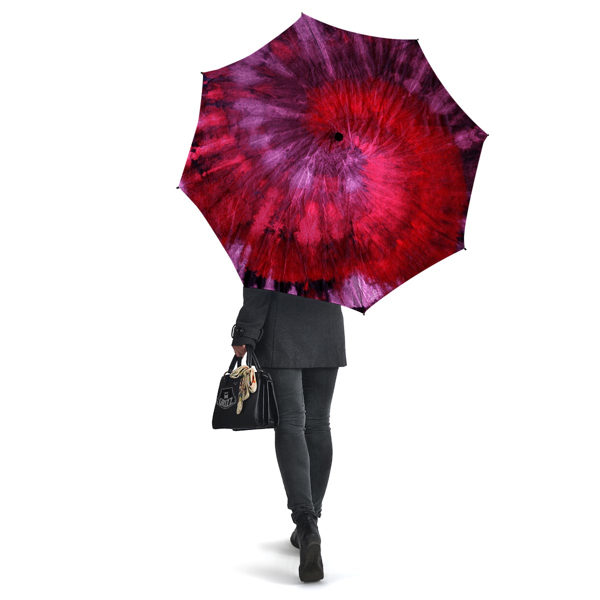 Dark Red Tie Dye Umbrella-grizzshop