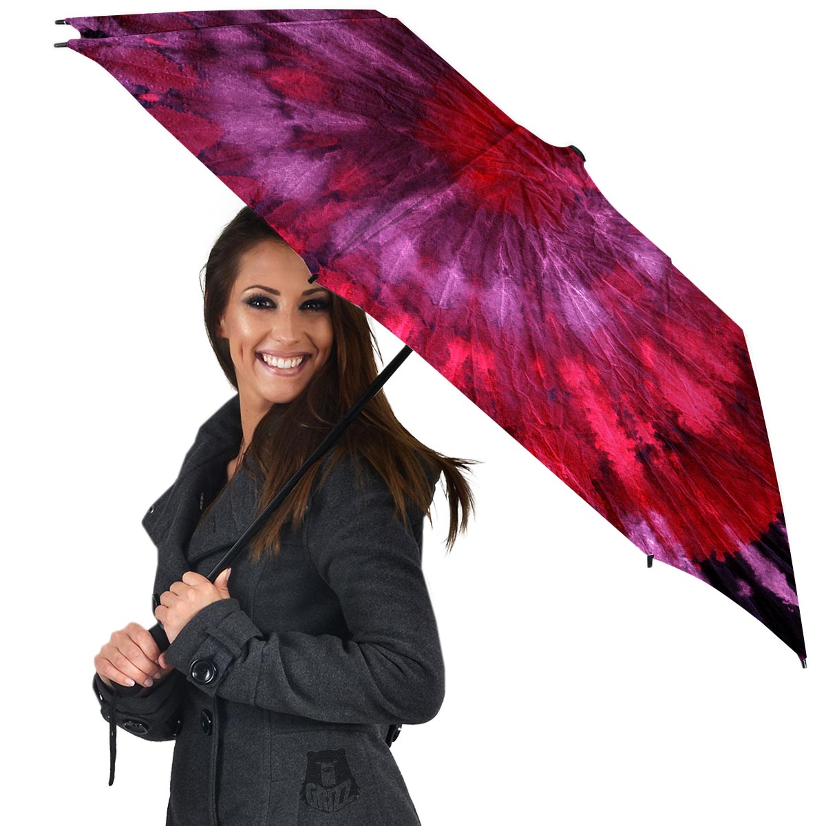 Dark Red Tie Dye Umbrella-grizzshop