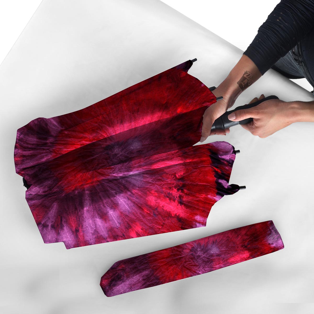 Dark Red Tie Dye Umbrella-grizzshop