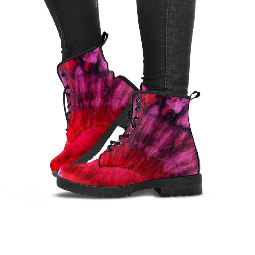 Dark Red Tie Dye Women's Boots-grizzshop