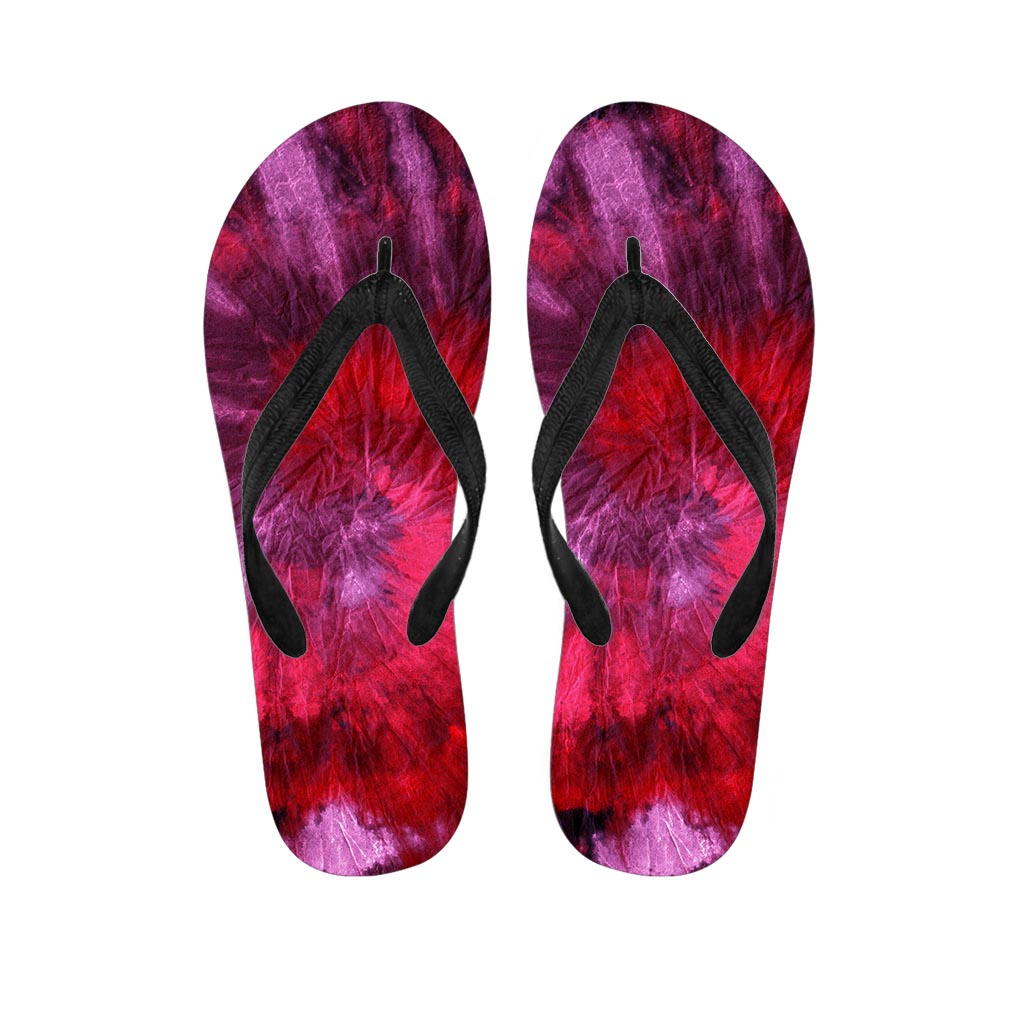 Dark Red Tie Dye Women's Flip Flops-grizzshop