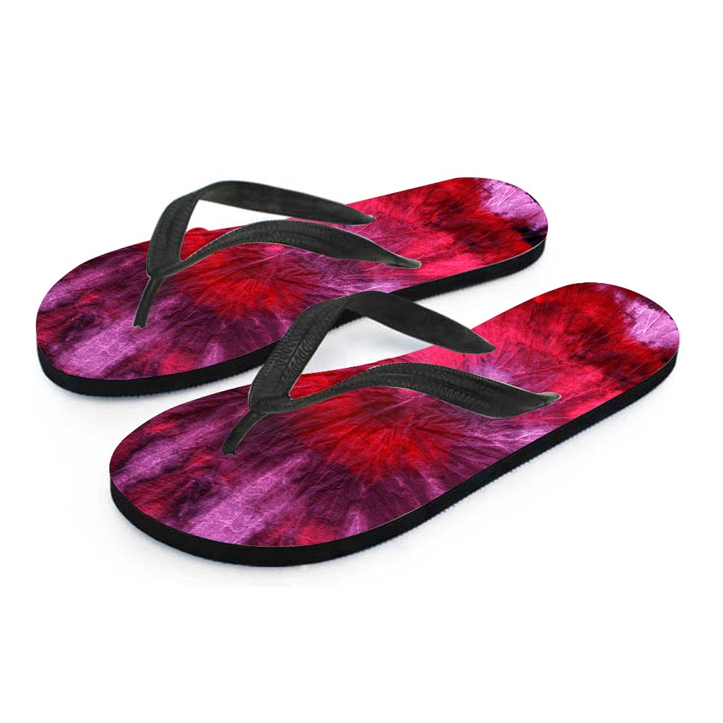 Dark Red Tie Dye Women's Flip Flops-grizzshop