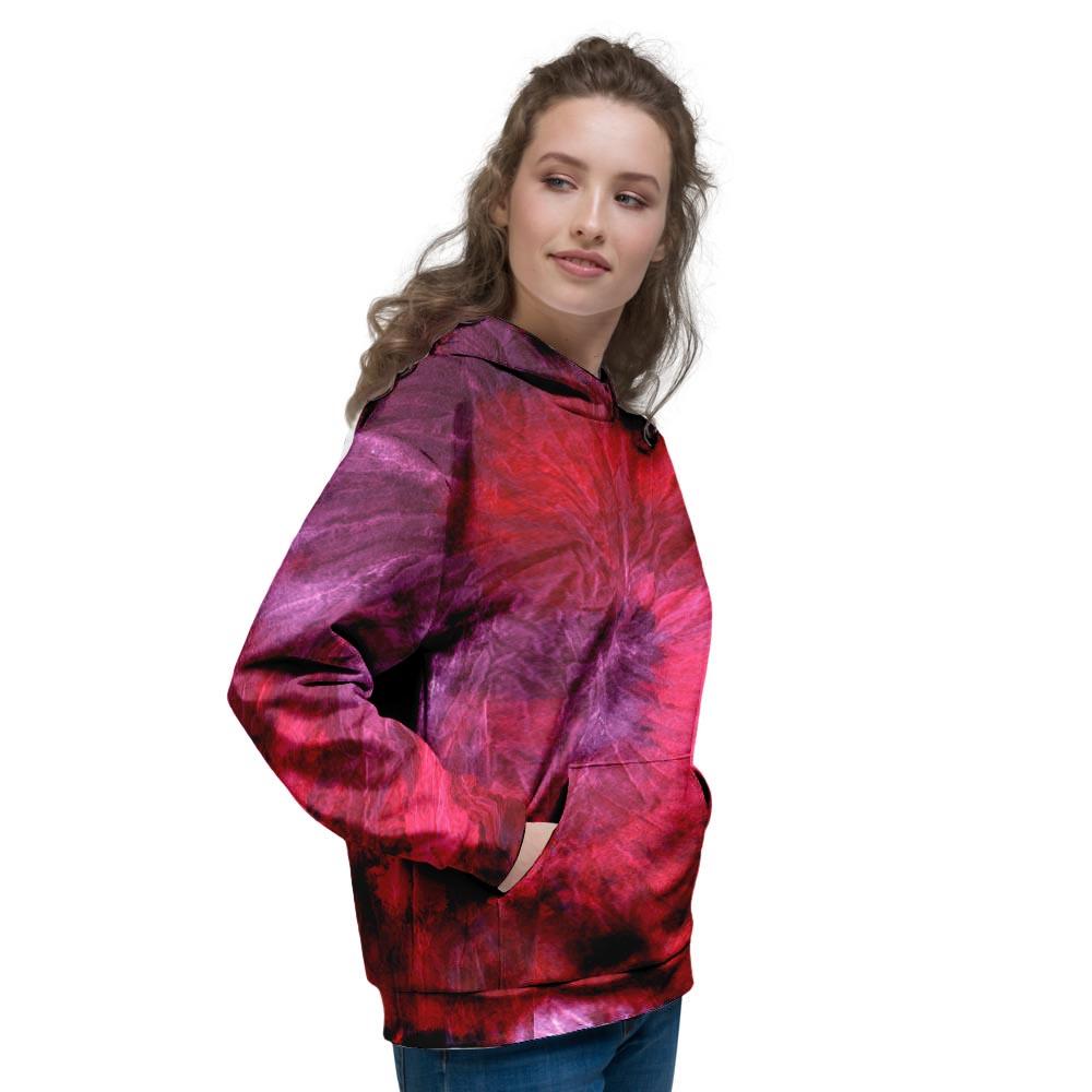 Dark Red Tie Dye Women's Hoodie-grizzshop