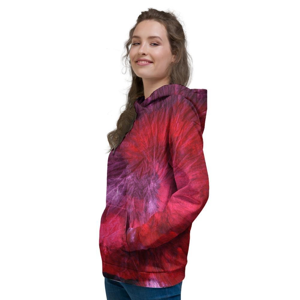 Dark Red Tie Dye Women's Hoodie-grizzshop