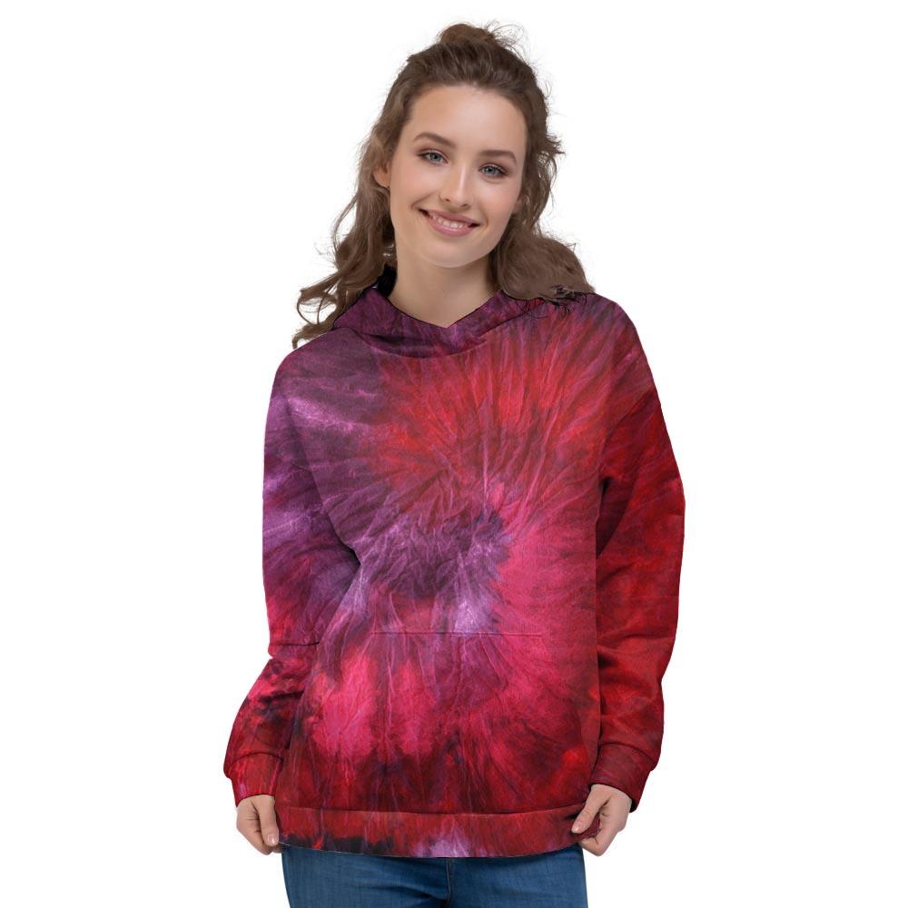 Dark Red Tie Dye Women's Hoodie-grizzshop