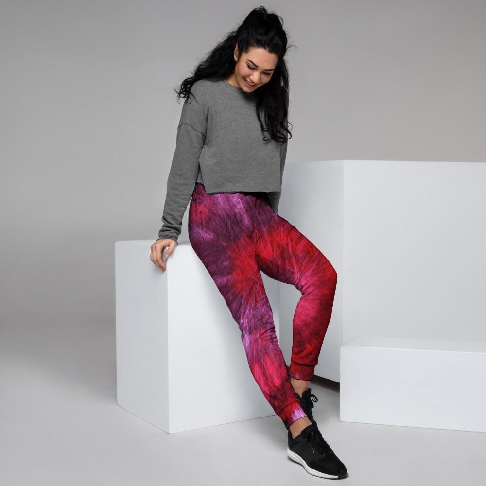 Dark Red Tie Dye Women's Joggers-grizzshop