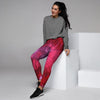 Dark Red Tie Dye Women's Joggers-grizzshop