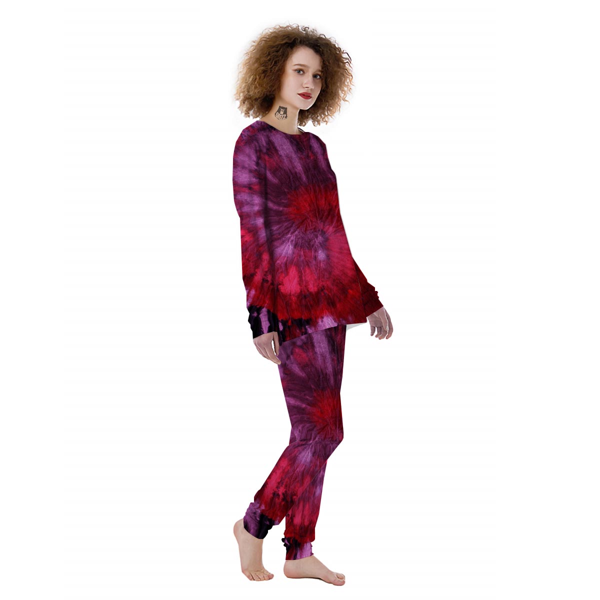 Dark Red Tie Dye Women's Pajamas-grizzshop