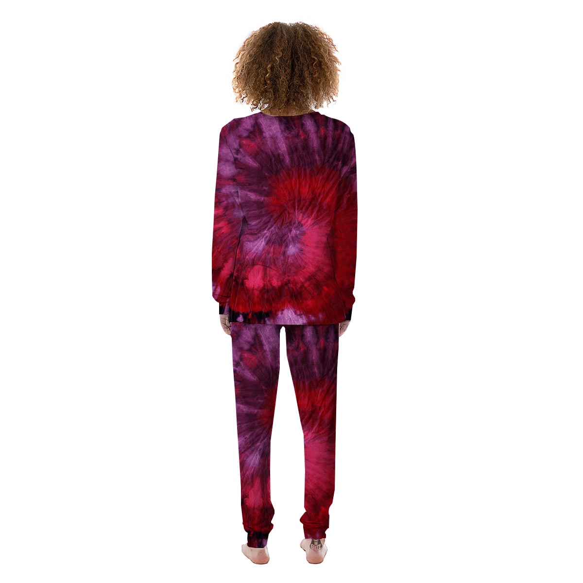 Dark Red Tie Dye Women's Pajamas-grizzshop