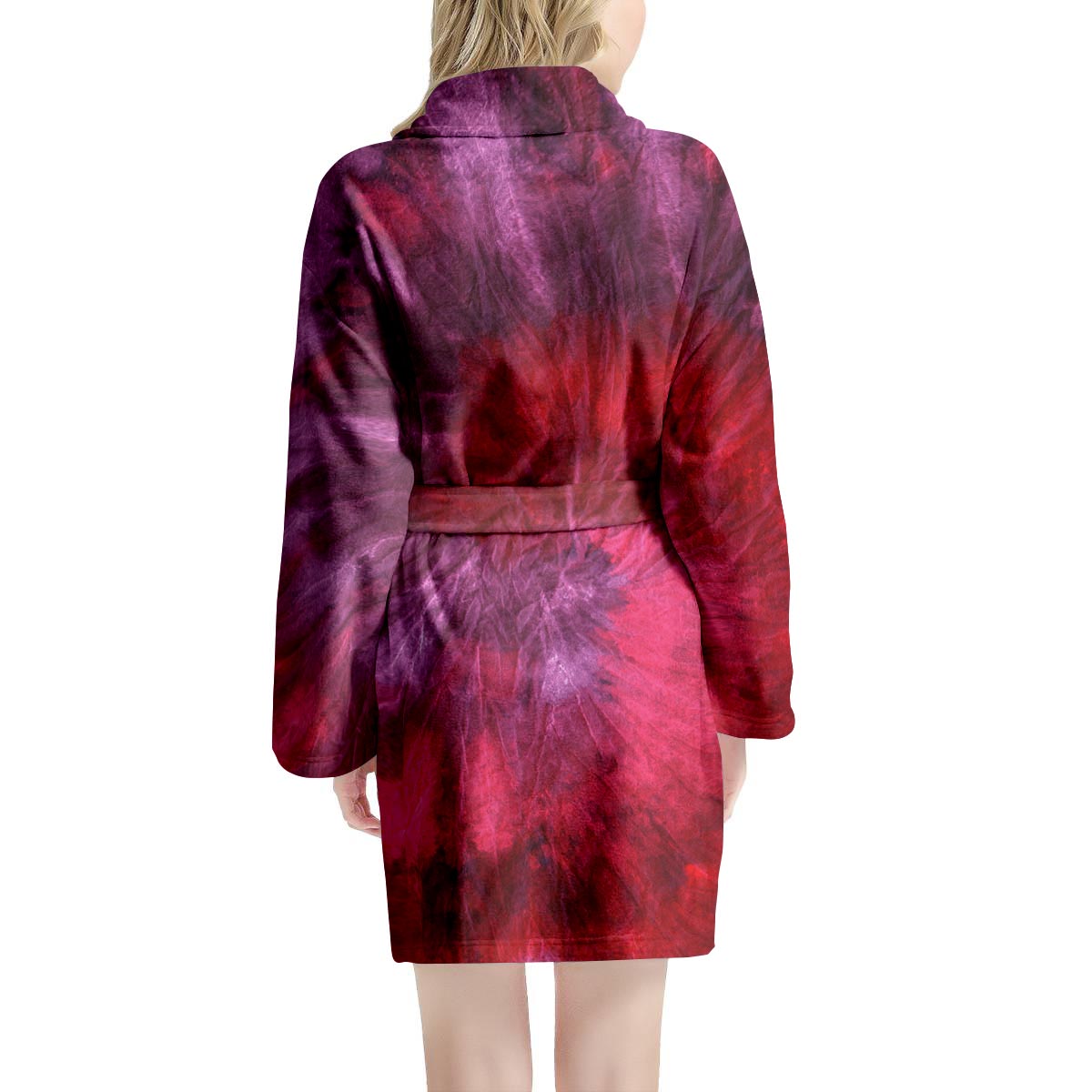 Dark Red Tie Dye Women's Robe-grizzshop