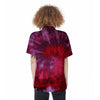 Dark Red Tie Dye Women's Short Sleeve Shirts-grizzshop