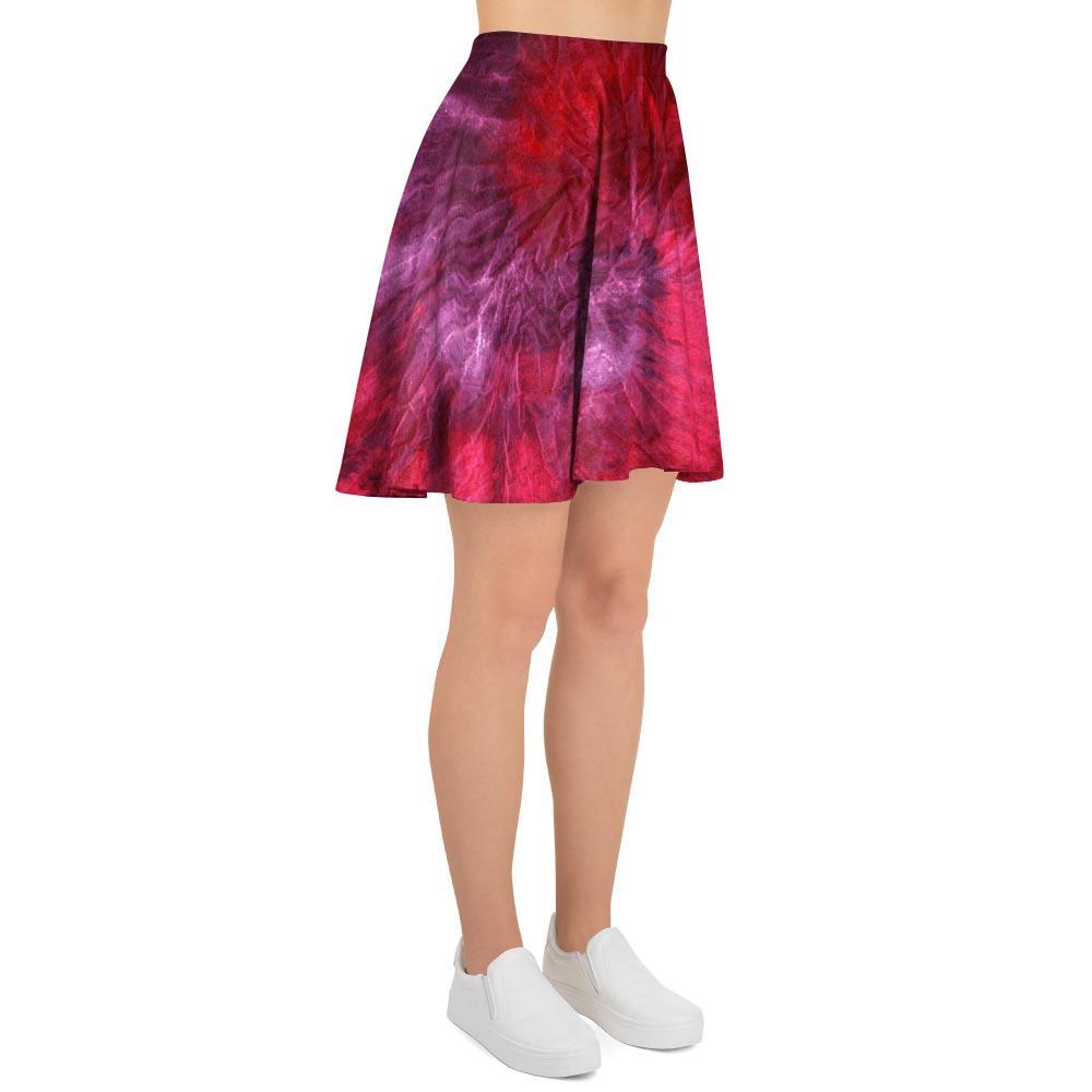 Dark Red Tie Dye Women's Skirt-grizzshop