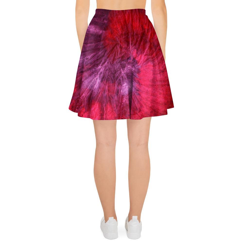 Dark Red Tie Dye Women's Skirt-grizzshop