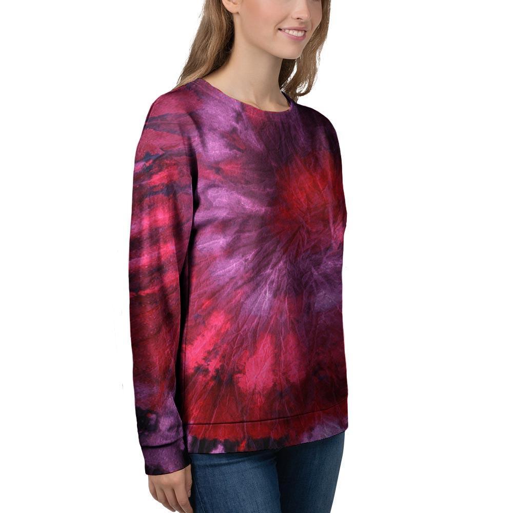 Dark Red Tie Dye Women's Sweatshirt-grizzshop