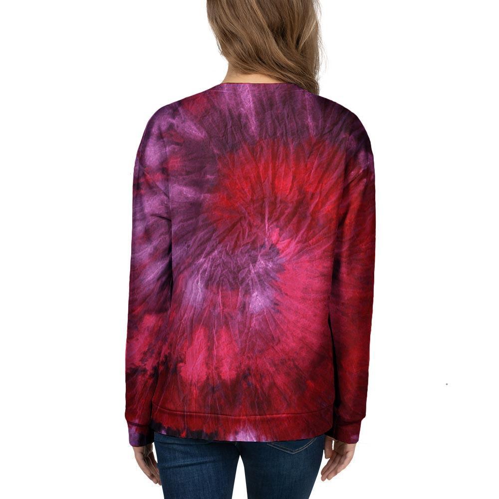 Dark Red Tie Dye Women's Sweatshirt-grizzshop