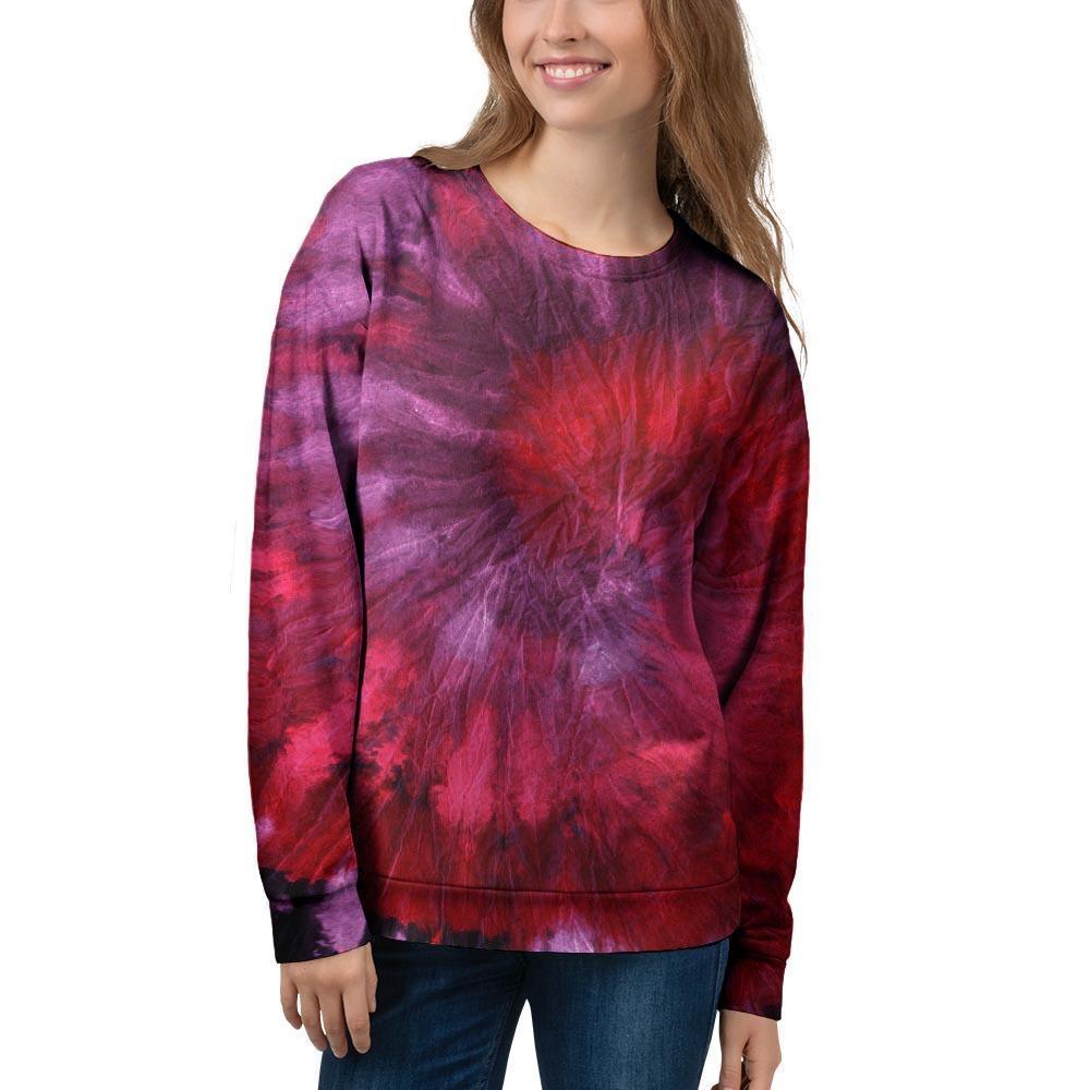 Dark Red Tie Dye Women's Sweatshirt-grizzshop