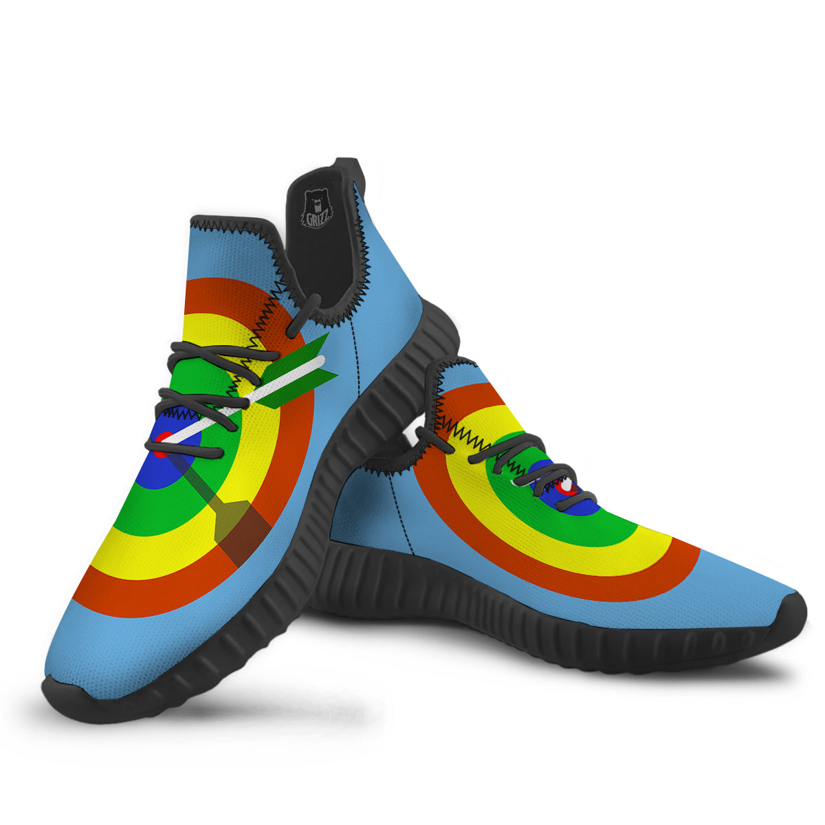 Dartboard And Colorful Darts Print Black Walking Shoes-grizzshop