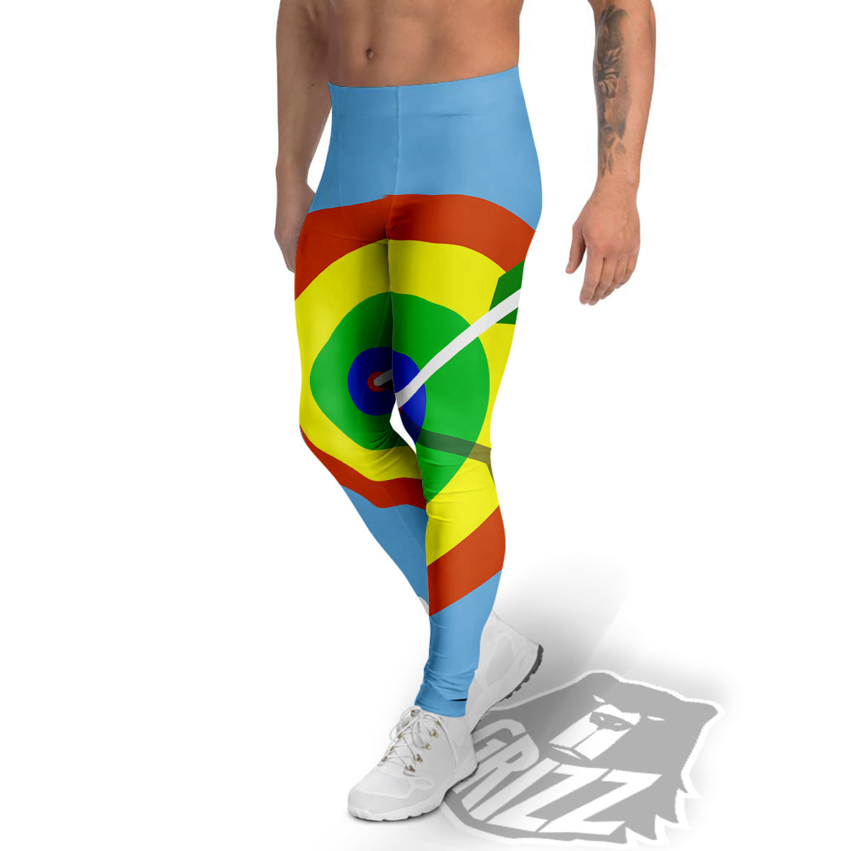 Dartboard And Colorful Darts Print Men's Leggings-grizzshop