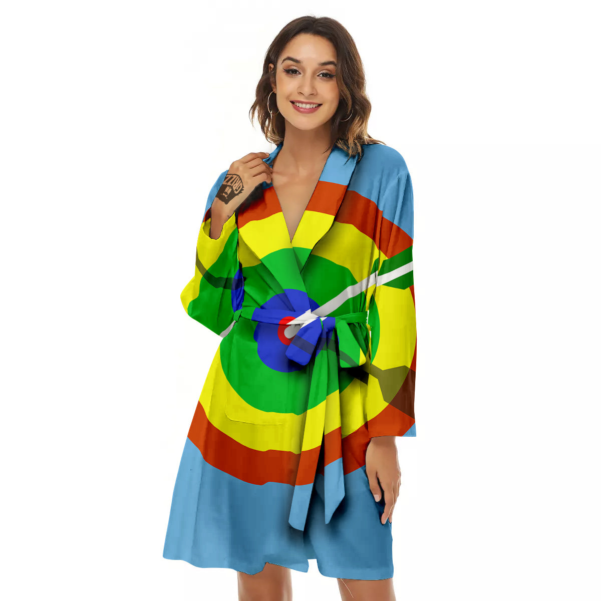 Dartboard And Colorful Darts Print Women's Robe-grizzshop