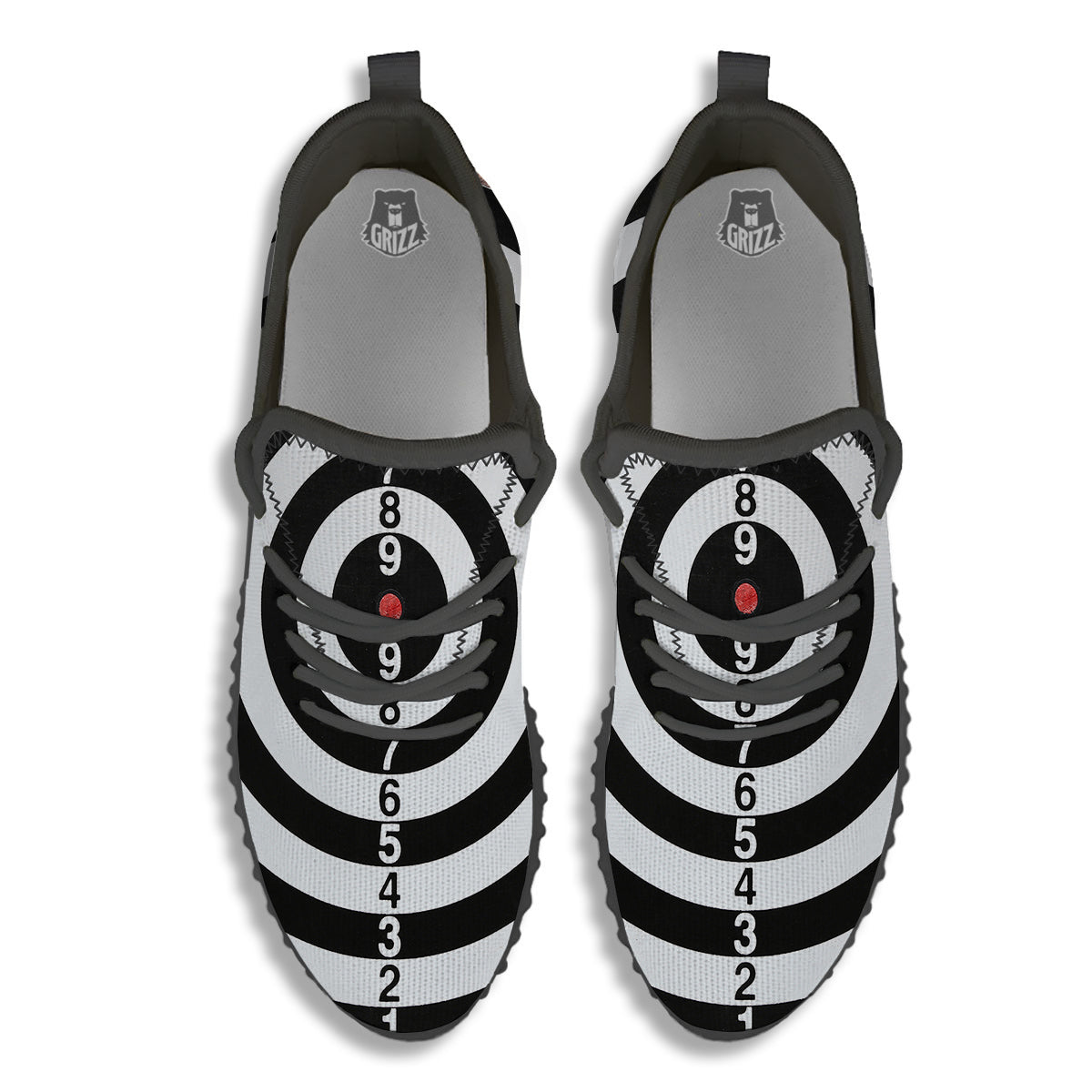 Dartboard Classic Print Black Walking Shoes-grizzshop